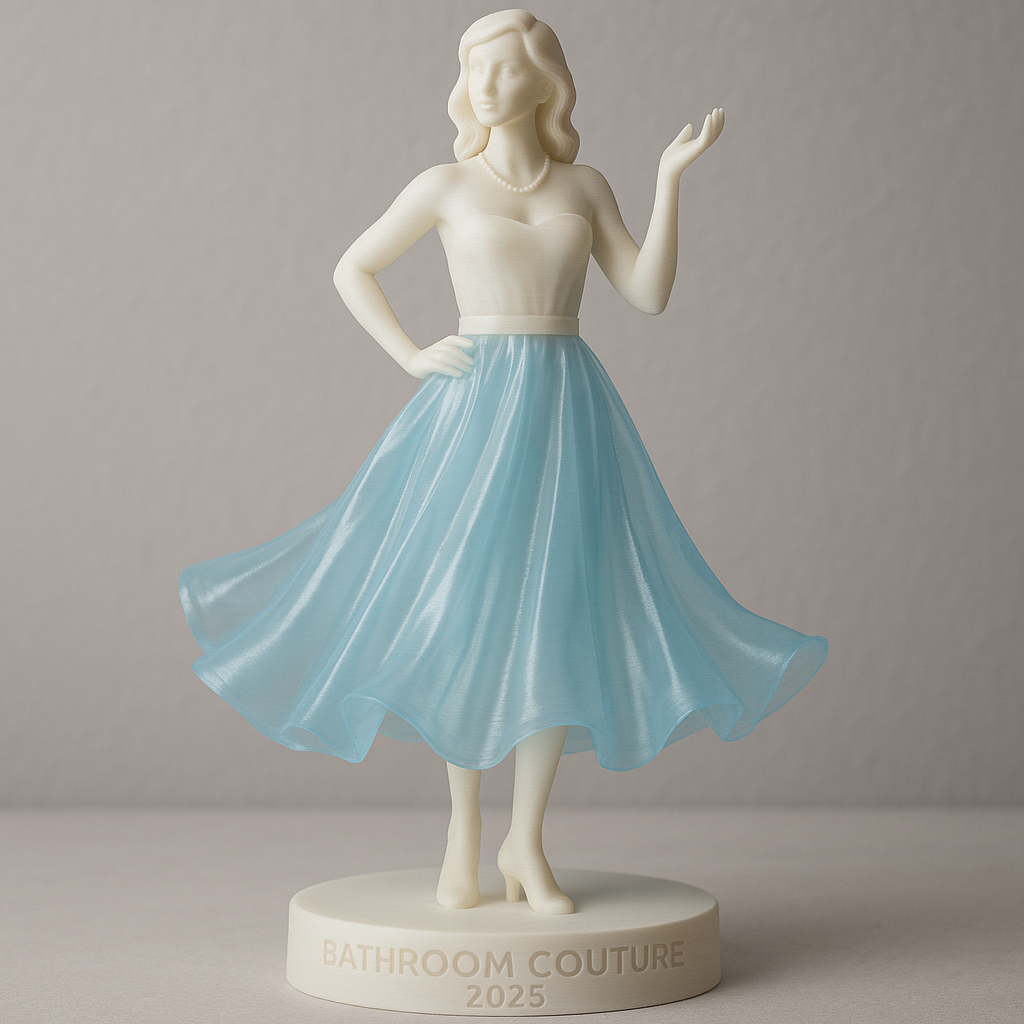 Zasłona, która stała się suknią – Polka z łazienki na wybieg (i na drukarkę 3D)